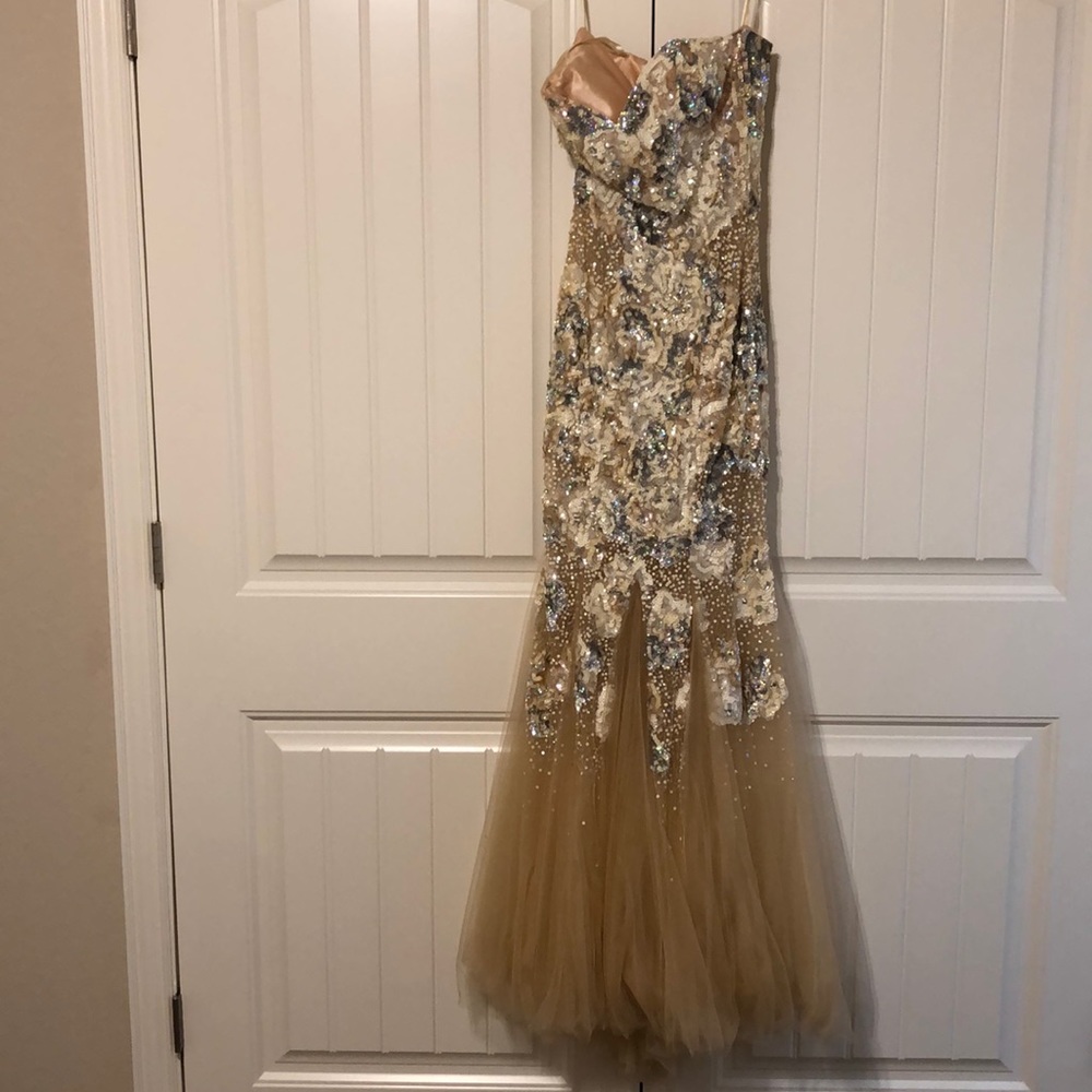 Strapless, nude,Jovani prom dress